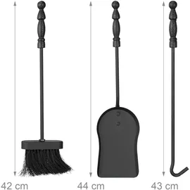 Relaxdays Kaminbesteck Ritter Gusseisen 4-teilig 0,72 m schwarz