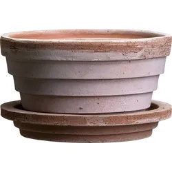 Planet Mars Blumentopf 12 cm rosa mit Untersetzer