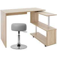 ML-Design Schreibtisch mit Sitzhocker, 150x88x75 cm, Sonoma-Eiche aus MDF