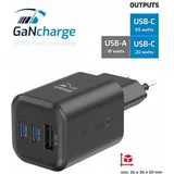 Swissten Ladegerät, Mobile Kommunikation 22071410 + 1x USB-A 18W QC Black 65 W, PD