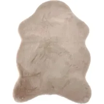 Astra Hochwertiger Kunstfell Teppich flauschig - Teppich Wohnzimmer - Hochflorteppich Lammfell Schaffell Accessoire - Dekofell beige Shape 55 x 80 cm