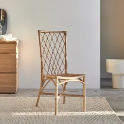 Stuhl aus Rattan heller Naturrattan Esszimmerstuhl Verandastuhl