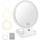 30-facher Vergrößerungsspiegel Mit Licht, Beleuchteter Vergrößerungs-schminkspiegel, Wiederaufladbarer Beleuchteter Vergrößerungsspiegel, Tragbarer Klappbarer Kosmetikspiegel Mit Aufbewahrungstasche,