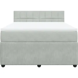 vidaXL Boxspringbett mit Matratze Hellgrau 140x200 cm Samt
