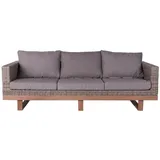 Gartensofa Patsy Grau Aluminium Rattan Akazienholz 220 x 89 x 64,50 cm