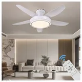 Eurotondisplay Deckenventilator Deckenventilator LED Beleuchtung 6 Geschwindigkeiten timer 2 Stunden, Lichtfarbe und Helligkeit stufenlos einstellbar weiß