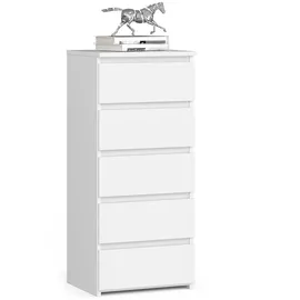 akord furniture factory AKORD CL5 Weiß 40 cm 5 Schubladen B40 x H92 x T35 cm