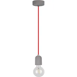 SPOT LIGHT Pendelleuchte "AMORY", betongrau, rot, Ø:10cm, Lampen, Hängeleuchte, Echtes Beton - handgefertigt, Textilkabel, Naturprodukt