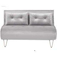 Beliani Schlafsofa Samt 2-Sitzer Grau