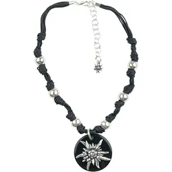 Kette mit Anhänger ALLGÄU REBELL "Maria", Damen, Gr. one size, PTFE-Kunststoff, schwarz, Basic, Halsketten, rustikaler Charme