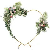 Garbenat Hochzeitsbogen Herz-geformte Traubogen Hochzeit 200 x 210cm Ballonbogen Gestell Metall Hintergrund Bogen Ständer Hochzeits Bogen Gestell Kit für Geburtstag Party Events Hochzeit Dekor (Gold)
