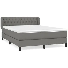 vidaXL Boxspringbett mit Matratze Dunkelgrau 140x200 cm Stoff