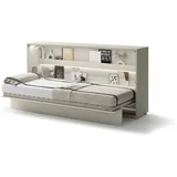 MEBLINI Schrankbett Bed Concept - Wandbett mit Lattenrost - Klappbett mit Schrank - Wandklappbett - Murphy Bed - Bettschrank - BC-06-90x200cm Horizontal - Kaschmir mit Matratze
