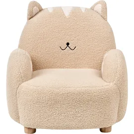 Beliani Kindersessel Katze 40 x 40 x 30 cm Holz beige