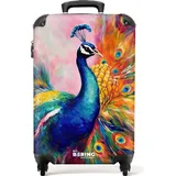 NoBoringSuitcases.com NoBoringSuitcases.com® Handgepäck Koffer Reisekoffer, mit Rollen, TSA Schloss, Hartschalenkoffer, Handgepäckkoffer, Kabinenkoffer, Trolley, Handgepäck 55x40x20 cm (Pfau - Blau)