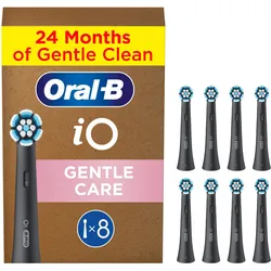Aufsteckbürste ORAL-B "Oral-B iO Sanfte Reinigung", schwarz, Zahnbürstenköpfe, 8 St., fortschrittliche Plaque-Entfernung, für empfindliches Zahnfleisch