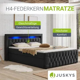 Juskys Boxspringbett Leona - Samt & Schwarz