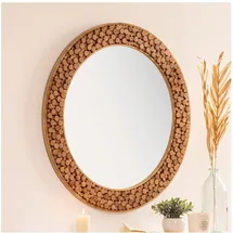 Atmosphera - Wandspiegel ANOKI d 99 cm Eukalyptus - Braun
