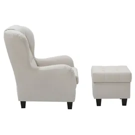 Home Affaire Alexander Microfaser 92 x 93 x 103 cm grau inkl. Hocker
