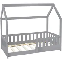 ML-Design Kinderbett Hausbett 70 x 140 cm Kiefer grau