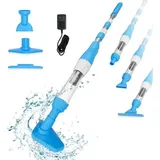 3-in-1 Akku-poolsauger Mit Wiederaufladbarem Akku, Tragbarer Poolsauger Für Kleine Pools, Whirlpools Und Spas, 90 Minuten Laufzeit, Blau - 1814 - Crezuo