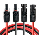 Profi-Verbindungskabel Verlängerungskabel (6mm2/4mm2),Solarkabel inkl. montierter beidseitig Solarstecker, rote und schwarze Linien (4mm2/0.5m)