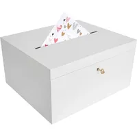 Creative Deco Weiße Holzkiste mit Deckel Kartenbox Hochzeit |
