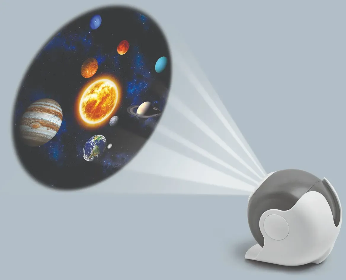 Planetarium Projektor für Kinder Weiß/Schwarz Kunststoff - Brainstorm - 4 Discs, 3,65 m Projektion, rotierbar, Abschaltautomatik, Poster
