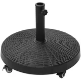REDOM Schirmständer Schirmfuß 25 kg mit Rollen Rattanoptik Ø52 x 41 cm Sonnenschirmständer (1 St., Kunstharz & Metall Design, dekorativer Standfuß für Garten & Terrasse), Für Sonnenschirme Ø38/48 mm, flexibler Einsatz im Außenbereich schwarz
