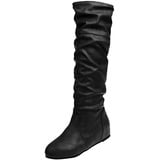 Langschaft Stiefel Damen - Herren Winter Barfußschuhe Winterschuhe Gefüttert Thermostiefel Klassische Vintage Festival Anti-Rutsch Erhältlich für Normale und Breite Waden Cowboy und Bikerstiefel - 40 EU