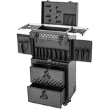 Kosmetikkoffer Trolley Großer Schminkkoffer mit Einziehbares Tablett,Friseurkoffer mit Rollen,Passwortschlössern,Friseurwerkzeug Organizer Professionell Make Up Koffer