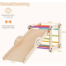 Costway Kletterdreieck mit Rutsche Naturbelassen