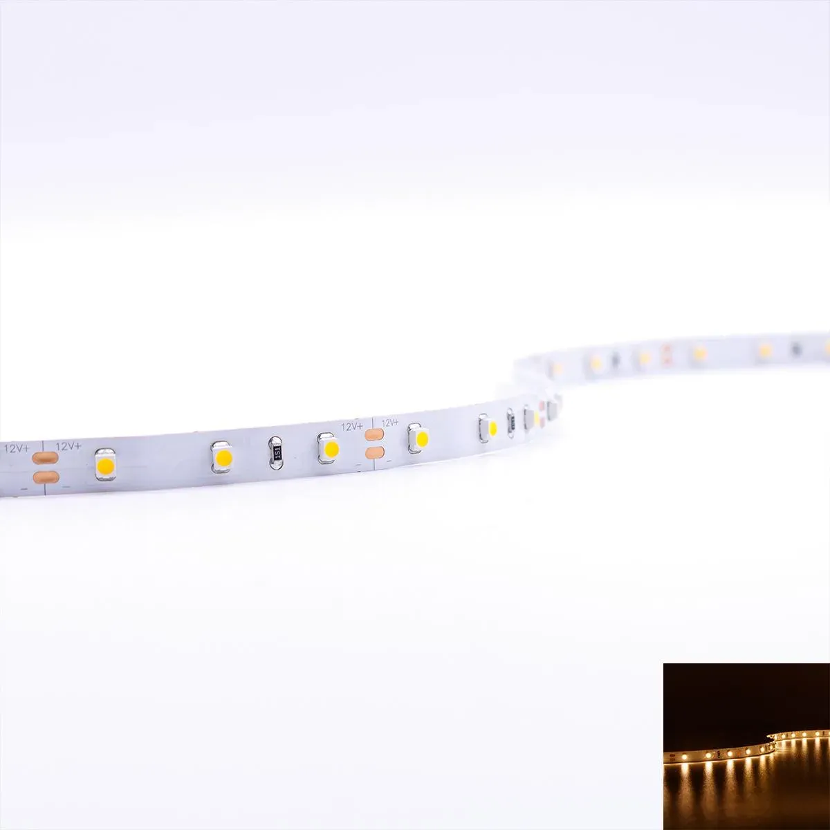 Strip 12V LED Streifen 5M 4,8W/m 60LED/m 8mm - Lichtfarbe: Warmweiß 3000K - Schu...