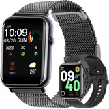 Smartwatch Damen Herren, Smartwatch mit Telefonfunktion, 2,1" HD Fitness Tracker Uhr, IP67 Wasserdicht Pulsmesser Schrittzähler Aktivitätstracker