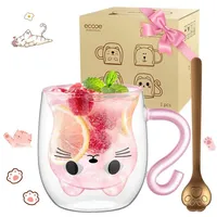 LuxusKollektion Latte-Macchiato-Glas Doppelwandige Katze Glas 290ml Kaffeeglas Geschenk Frauen Kinder EIS