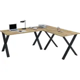 VCM Eckschreibtisch Lona Eiche / Schwarz