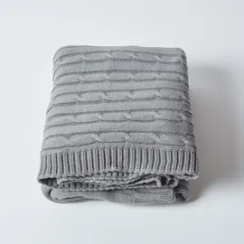 Homescapes Strickdecke 150 x 200 cm Grau/Silber