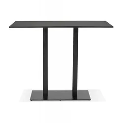 Hochtisch Schwarzes Holz Metall  Eleganter Stehtisch mit Zweisäulenfuß  Bartisch für Esszimmer Küche  Modernes Design  Kadima Design