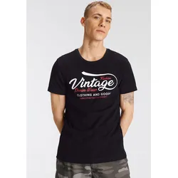 T-Shirt, kurzärmelig, schmal geschnitten, mit stylischem Druck, Gr. L (52/54), schwarz, , 91344813-L