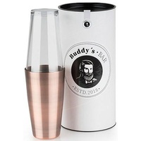 Buddy's Buddy ́s Bar - Boston Shaker, 700 ml Becher + 400 ml Glas, lebensmittelecht, Edler Cocktailshaker inklusive Geschenkbox, Kupfer antik
