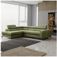 Fun Möbel Ecksofa Schlafsofa AMADEO, Rundumbezug, inkl. Bettkasten grün