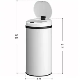 Juskys Automatik Mülleimer 40 l Weiß