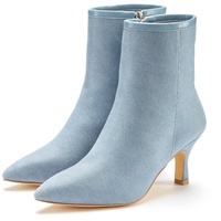 LASCANA Stiefelette, High-Heel Ankle Stiefel in Denim-Optik VEGAN, Gr.