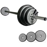 TrainHard 20 kg Hantelset mit federgeschlossenen Hantelstangen inklusive 6 Hantelscheiben, 140 cm Langhantelstangen, Gewichtheben, Fitness-Krafttraining, Nackenschutz, Rutschfestigkeit und Schutzboden