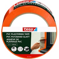 Tesa Putzband PVC - Putzklebeband mit verstärktem PVC-Trägermaterial - zum Schutz beim Verputzen im Außenbereich - temperaturbeständig, von Hand einreißbar - orange - 33 m x 50 mm