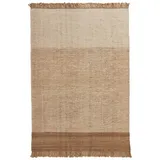 Urbanara Teppich Juteteppich Naya I 85% Jute, 10% Wolle & 5% Hanf, rechteckig, Höhe: 10 mm, Handgewebter Jute-Teppich mit Wollstreifen beige 140 cm x 200 cm x 10 mm