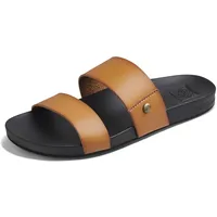 REEF Cushion Vista Fashion Slide Damen-Sandale, veganes Lederriemen, ultraweiches gepolstertes Fußbett, Cognac Black, 7 - 37.5 EU