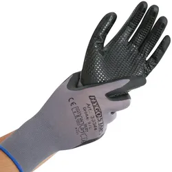 10x12 Paar Arbeitshandschuhe "Ergo Flex Noppen" Gr. L/9 Grau Länge: 25 cm Handschuhe Sicherheitshandschuhe