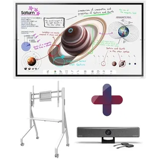 All-in-One Videokonferenzlösung Samsung Flip Pro WM55B, Neomounts FL50-525WH1, Barco Clickshare Bar Pro & Halterung
