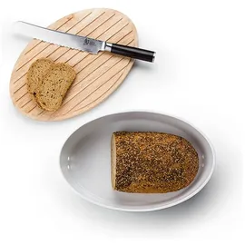 Continenta Brottopf mit Holzdeckel oval 30 cm weiß